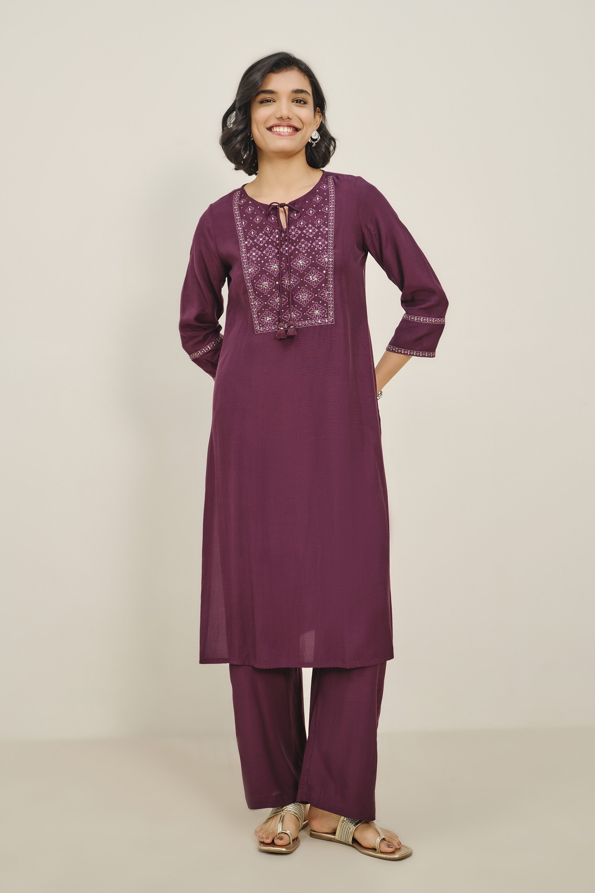 Pyaari Purple Kurta Set, Purple, image 2